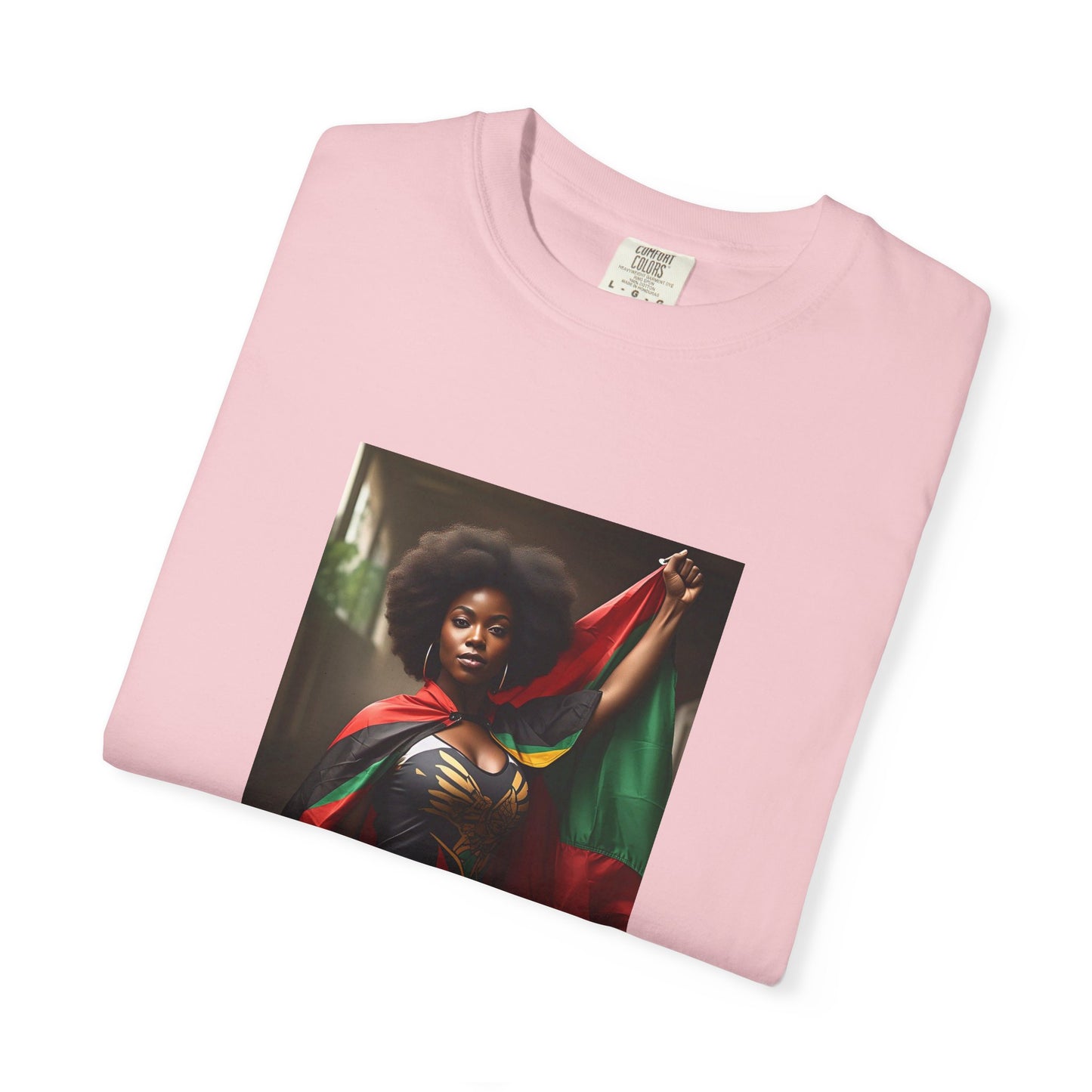 Black Heritage Graphic T-Shirt — Strong Black Woman in Red, Black & Green