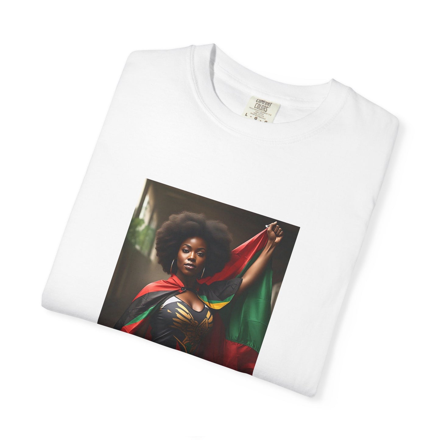 Black Heritage Graphic T-Shirt — Strong Black Woman in Red, Black & Green