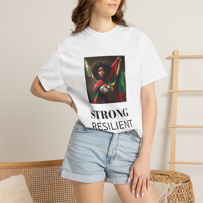 Black Heritage Graphic T-Shirt — Strong Black Woman in Red, Black & Green