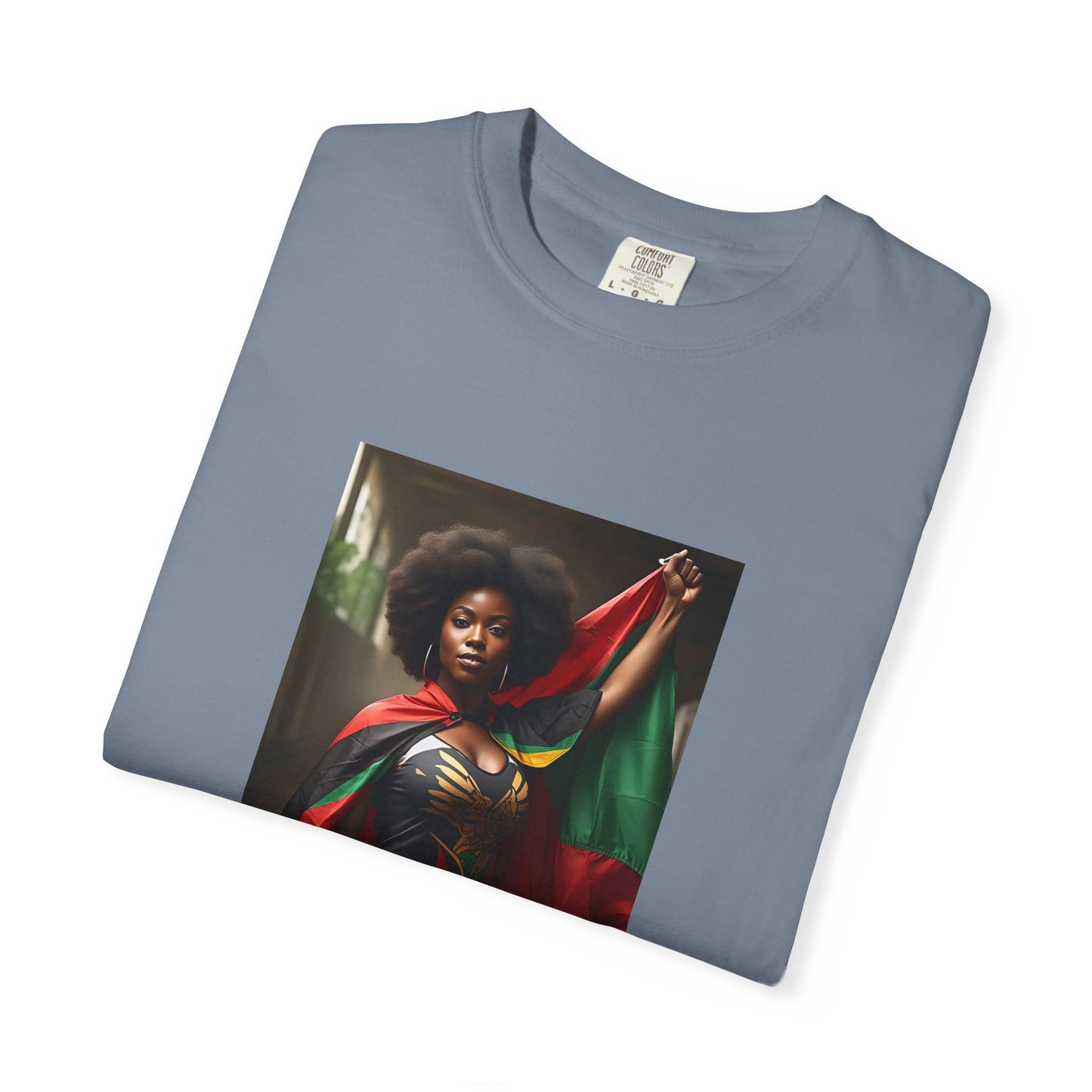 Black Heritage Graphic T-Shirt — Strong Black Woman in Red, Black & Green